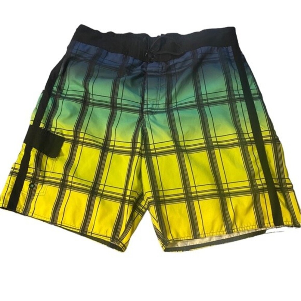 Mens Joe boxer plaid swim trunks,  board shorts XL pool party, beach swimwear - Picture 2 of 10